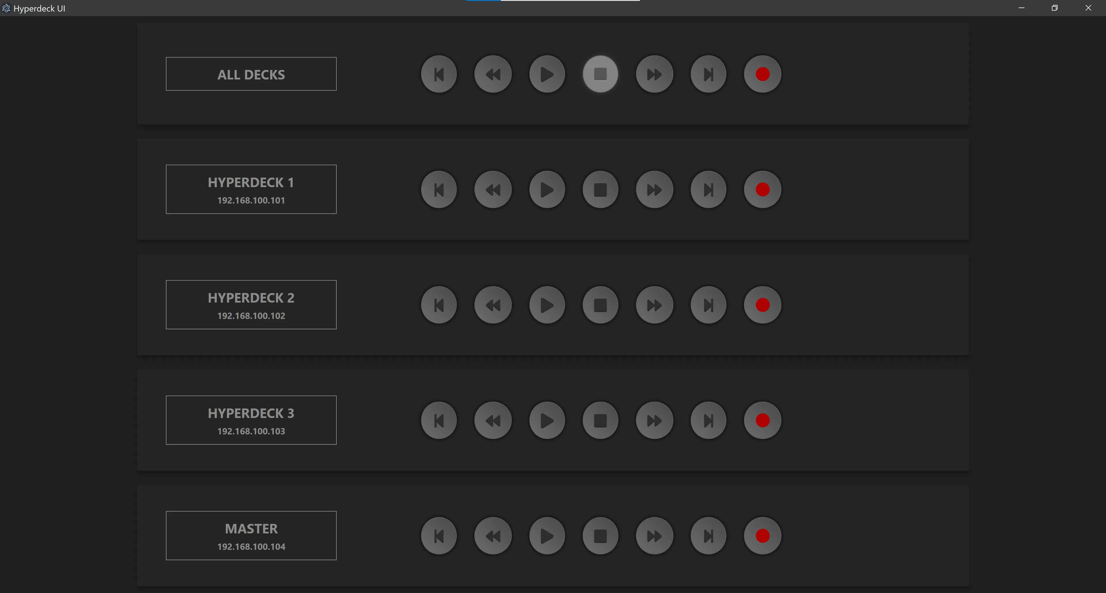 Hyperdeckctl Interface