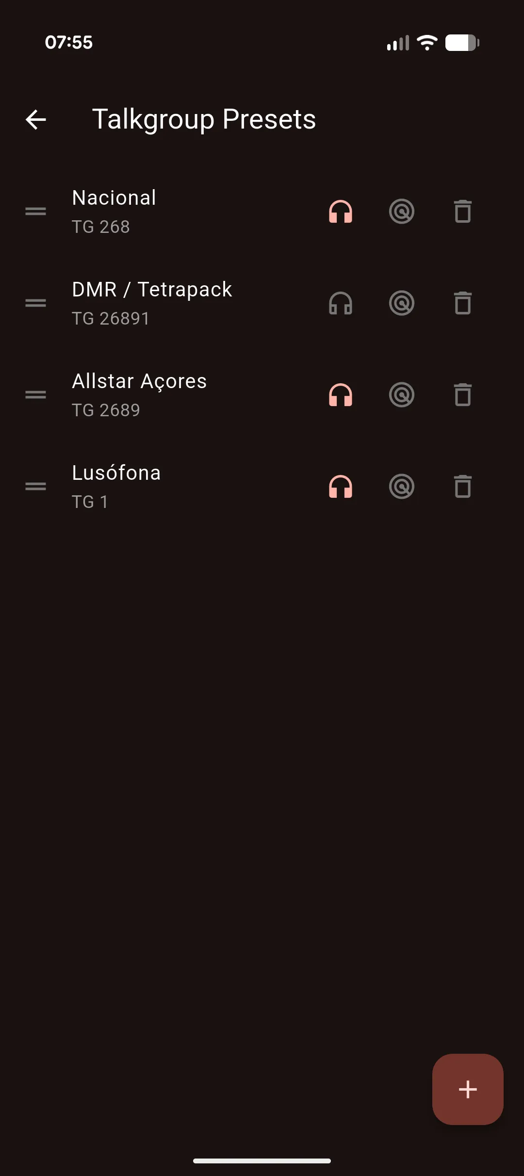 Talkgroup presets with Monitor-by-default